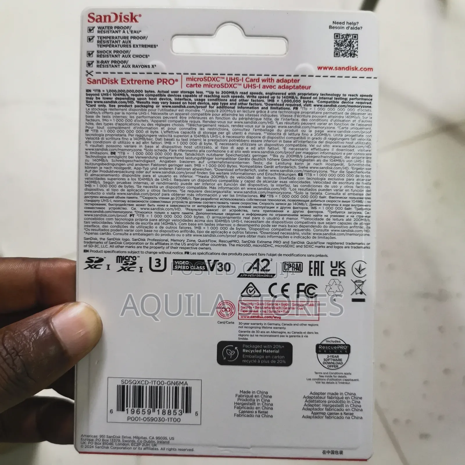 Sandisk Extreme Pro 1tb Microsdxc Uhs-i Card With An Adapter