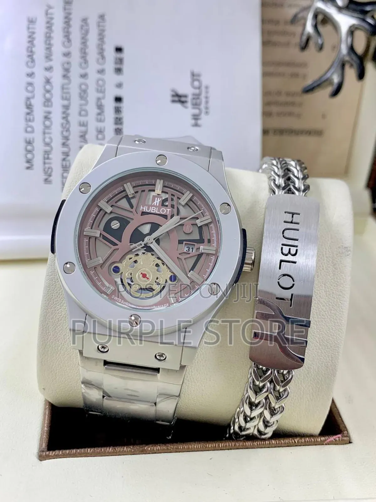 Hublot Silver Watch and Bracelet Set