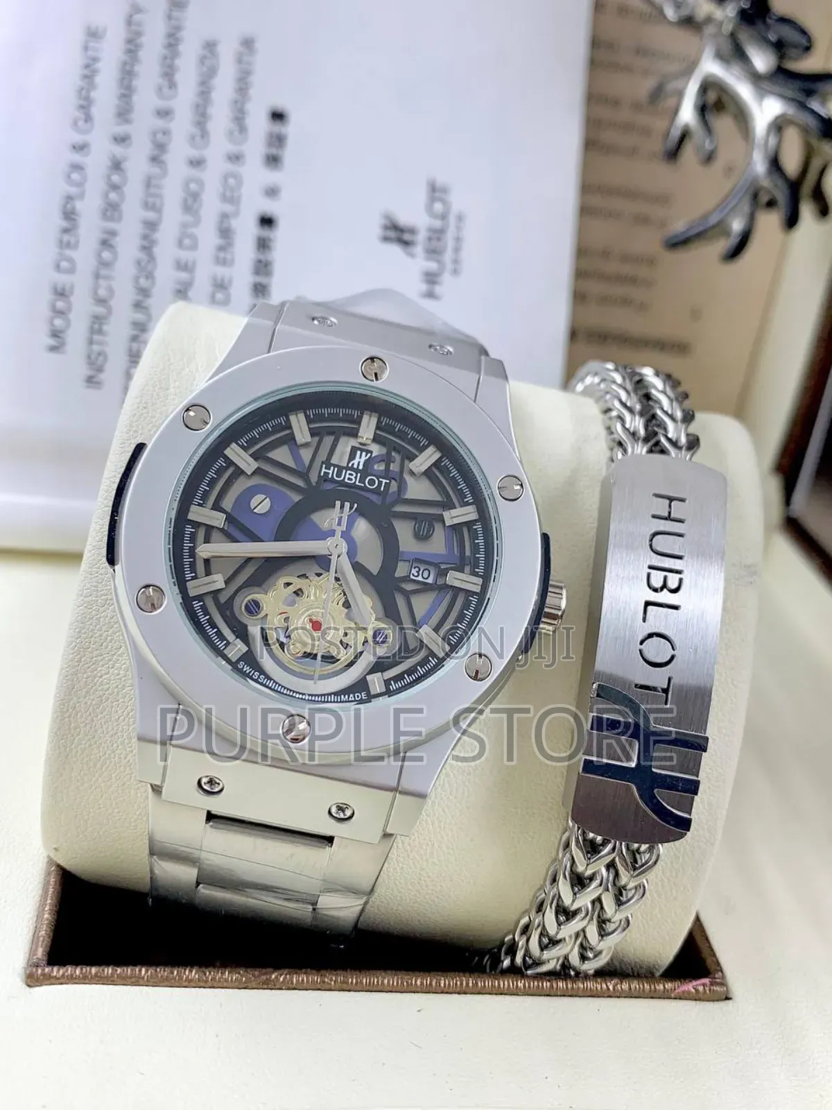 Hublot Silver Watch and Bracelet Set