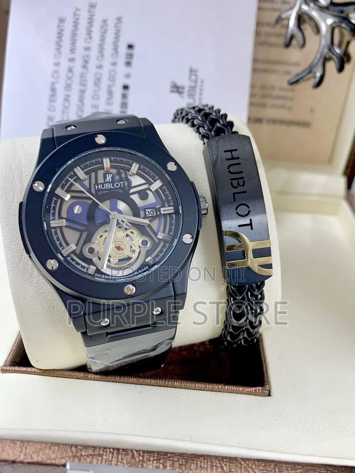 Hublot Black Watch and Bracelet Set