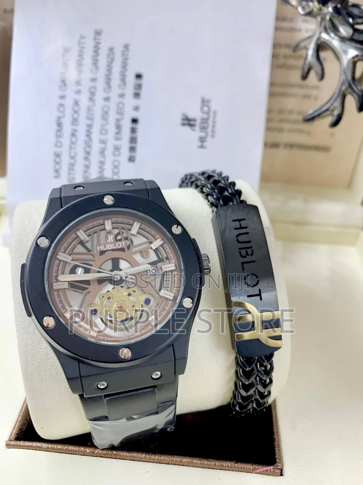 Hublot Black Watch and Bracelet Set