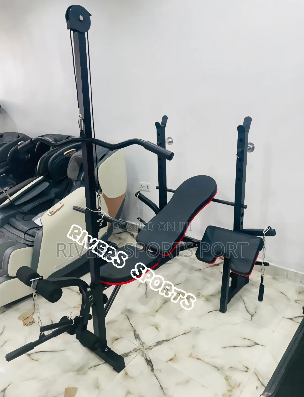 Deluxe Weight Bench Press With Latpull, Preacher Curl, Knee Bends