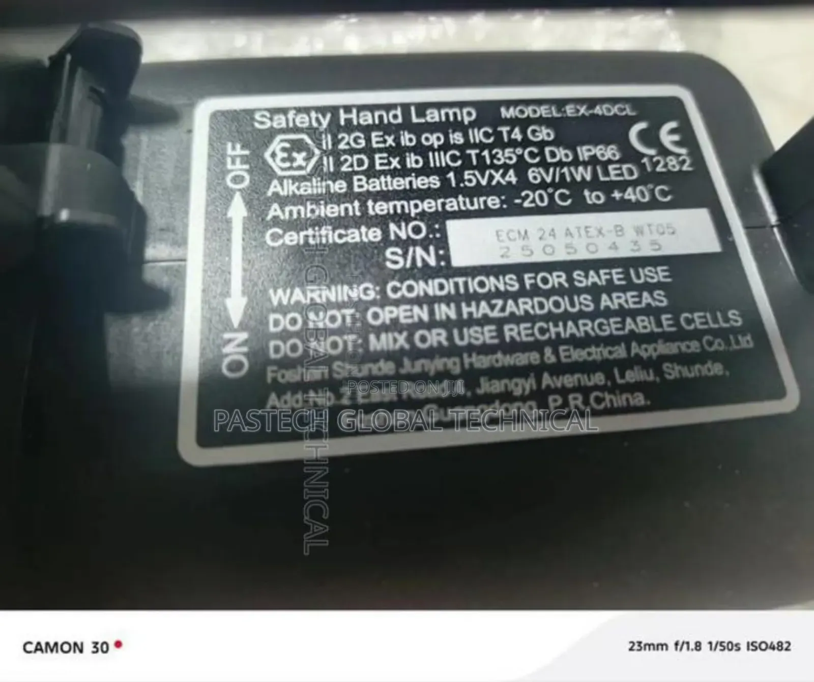 Centurion Intrinsically Safe Safety Hand Lamp (Model:Ex-4dcl)