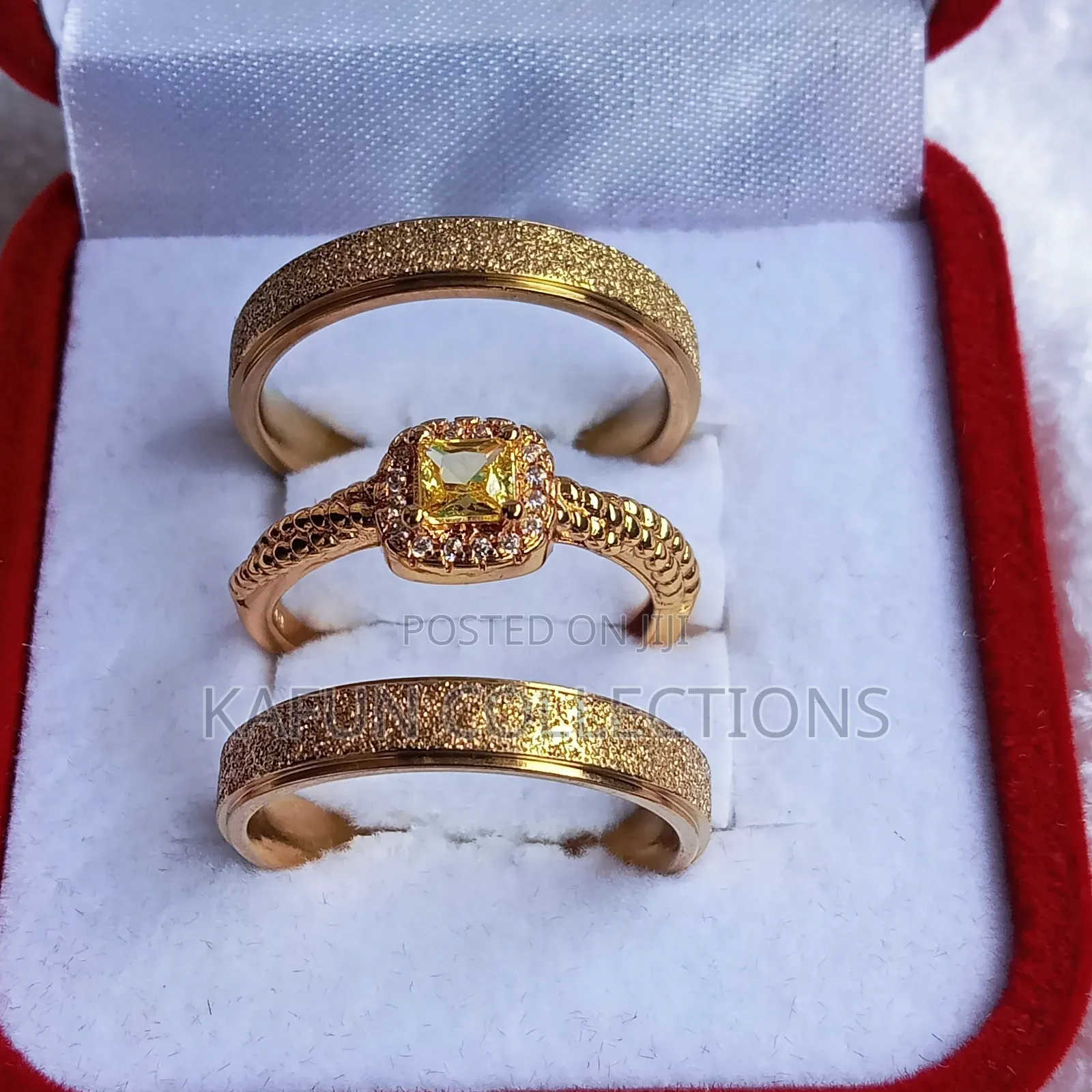 Non-Fading Titanium Steel Gold Rings Set