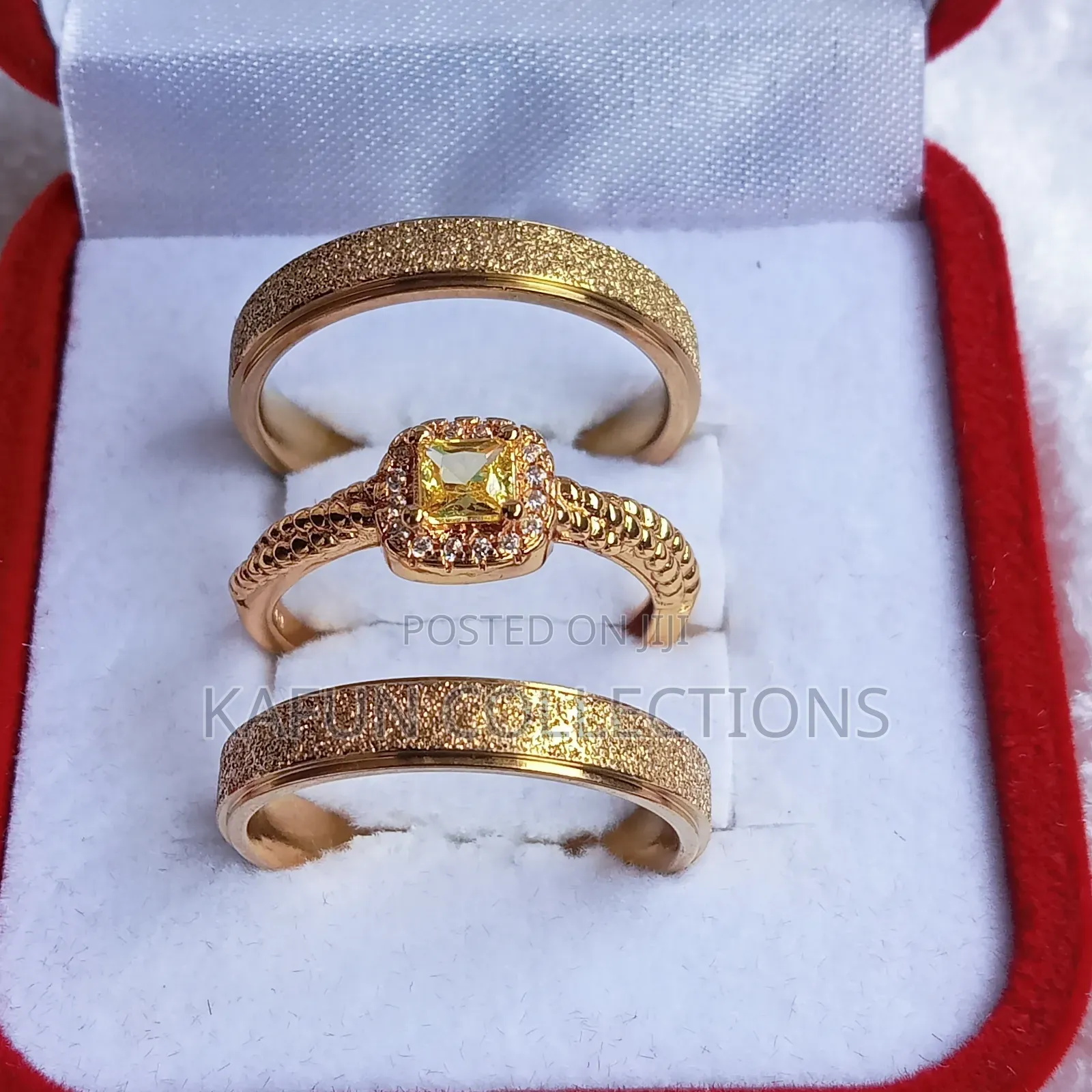 Non-Fading Titanium Steel Gold Rings Set