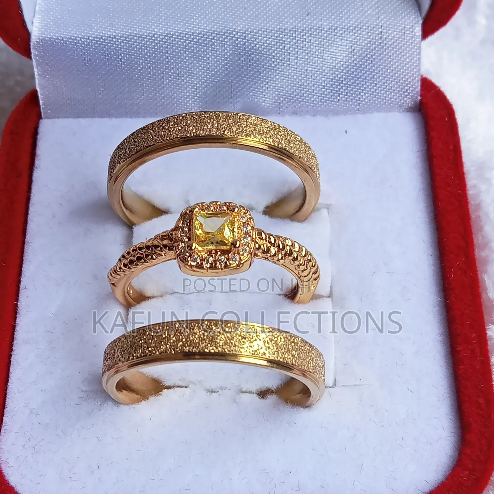 Non-Fading Titanium Steel Gold Rings Set