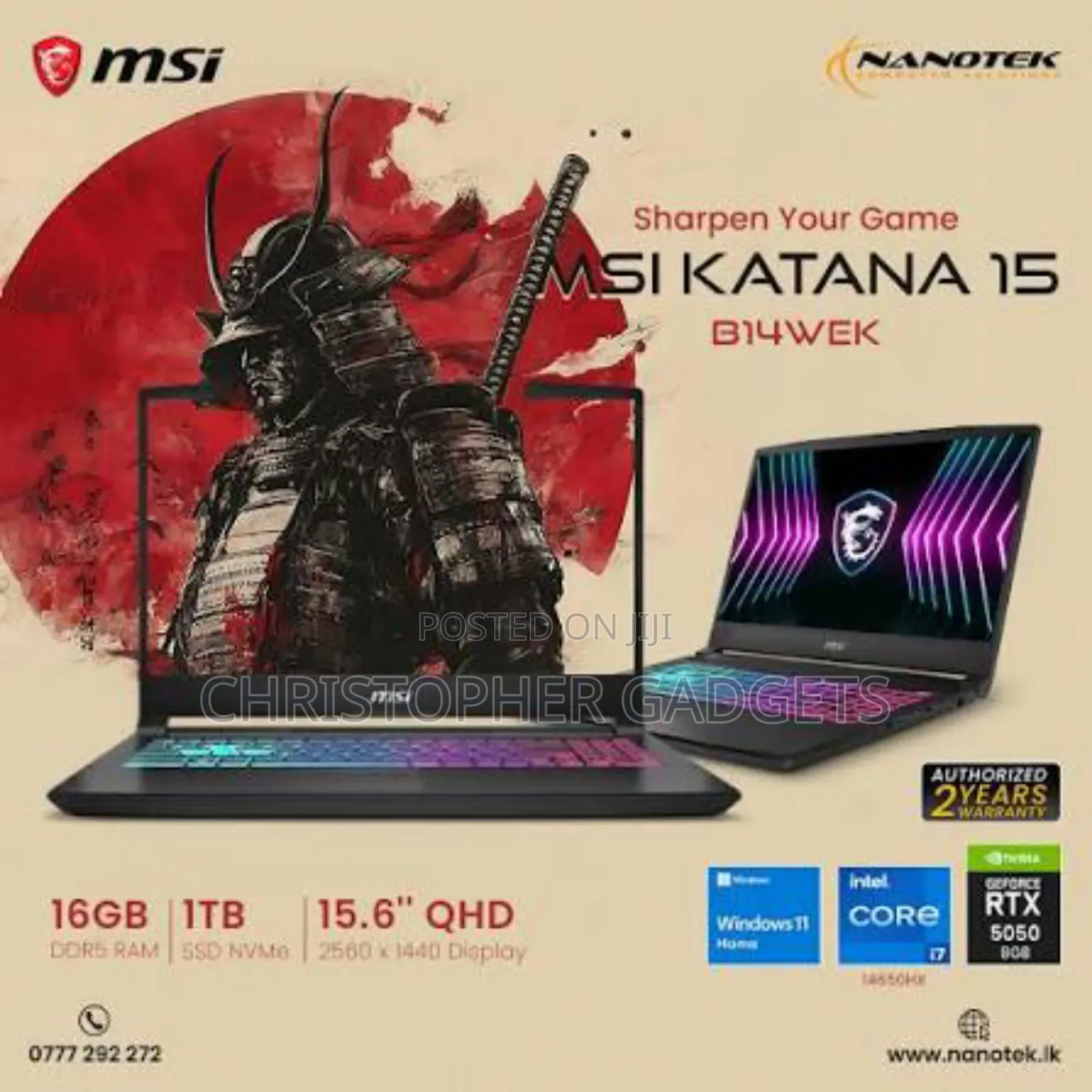 New Laptop MSI Vector 16 HX AI A2XWIG 16GB Intel Core Ultra 7 SSD 512GB