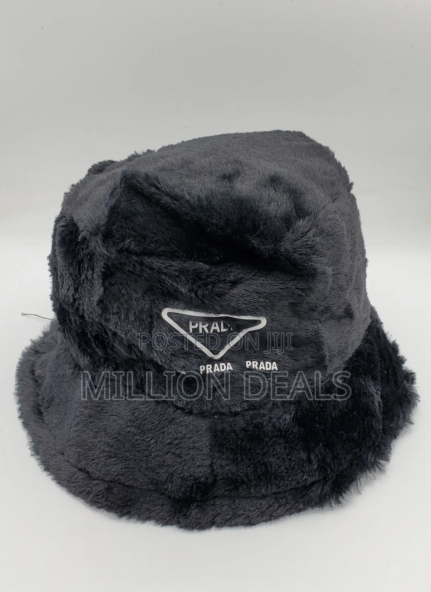 Stylish Fur Prada Black Unisex Bucket Hat