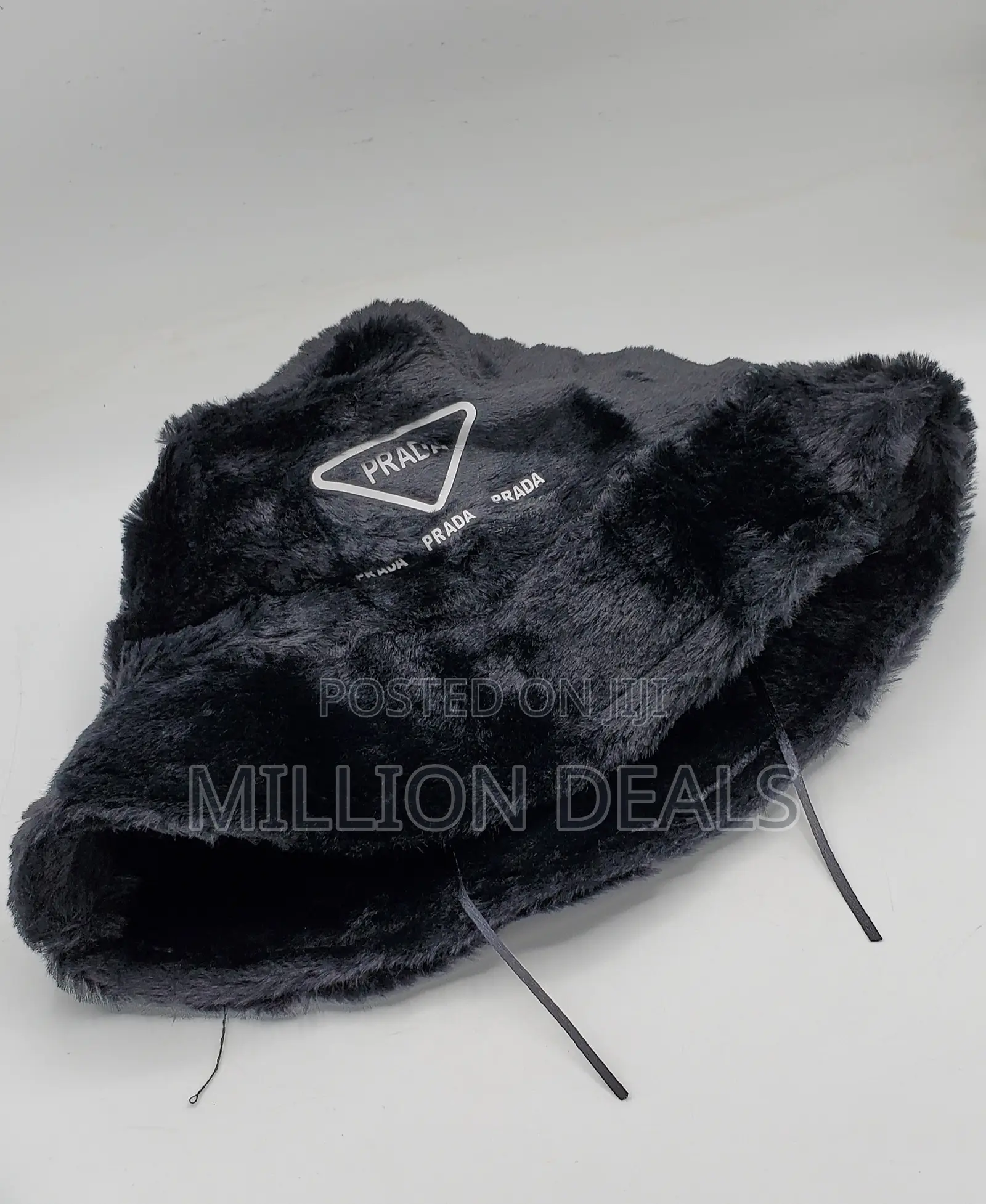 Stylish Fur Prada Black Unisex Bucket Hat