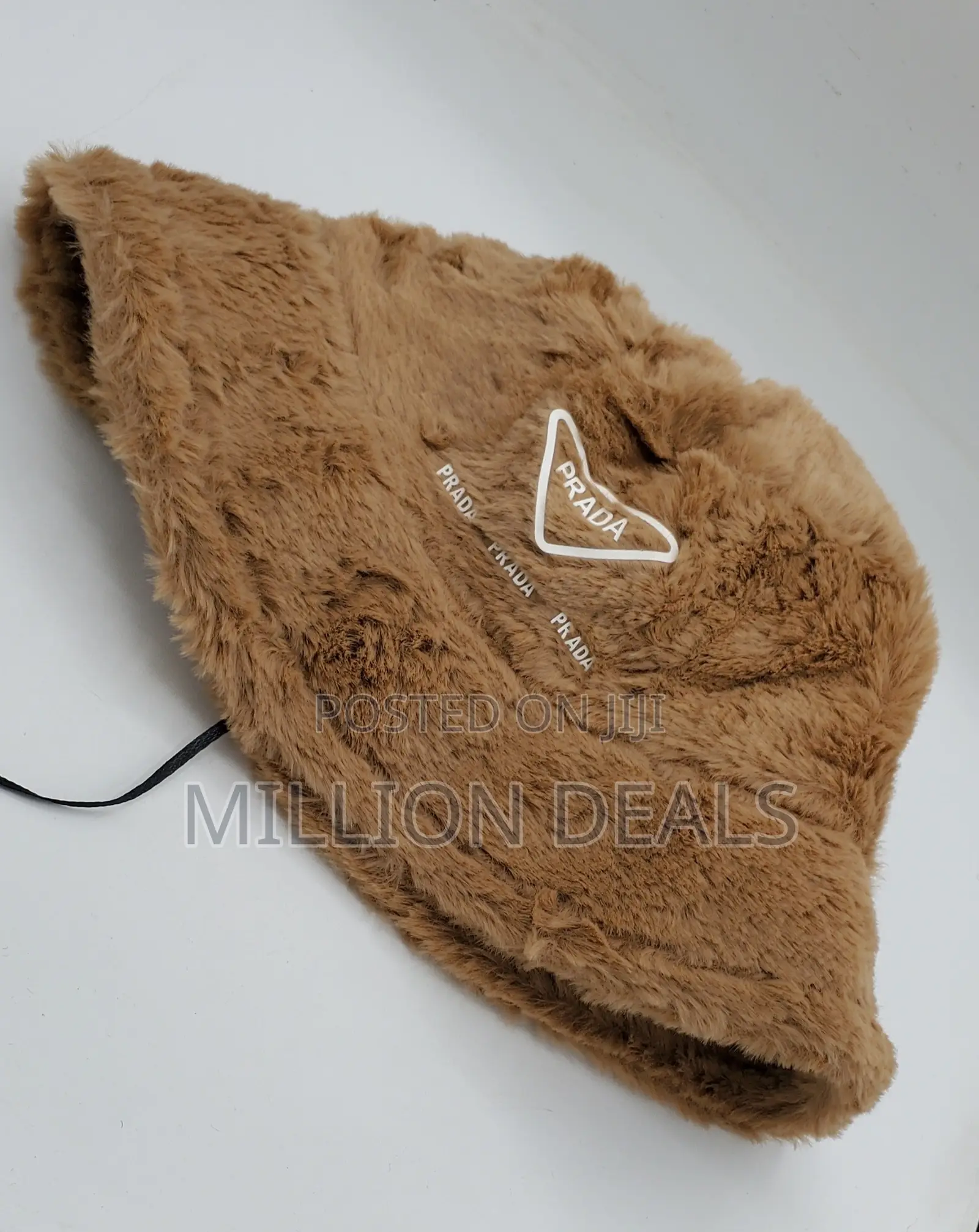 Stylish Brown Fur Unisex Prada Bucket Hat