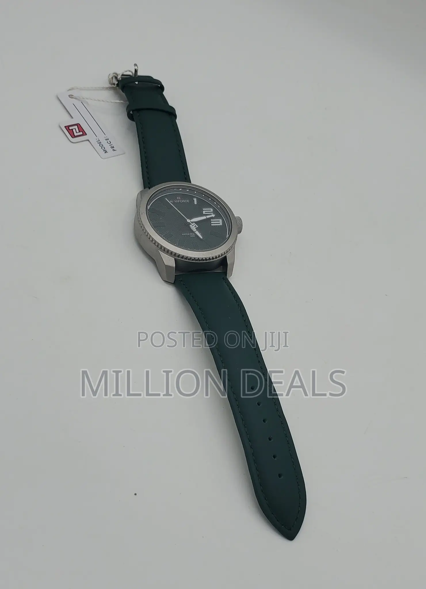Leather Strap Green Unique Men's Wrist Watch