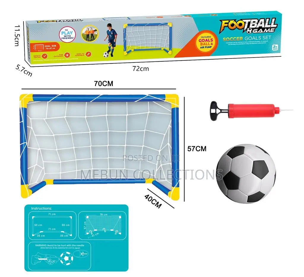 Children Football Goal Post Net With Ball Pump