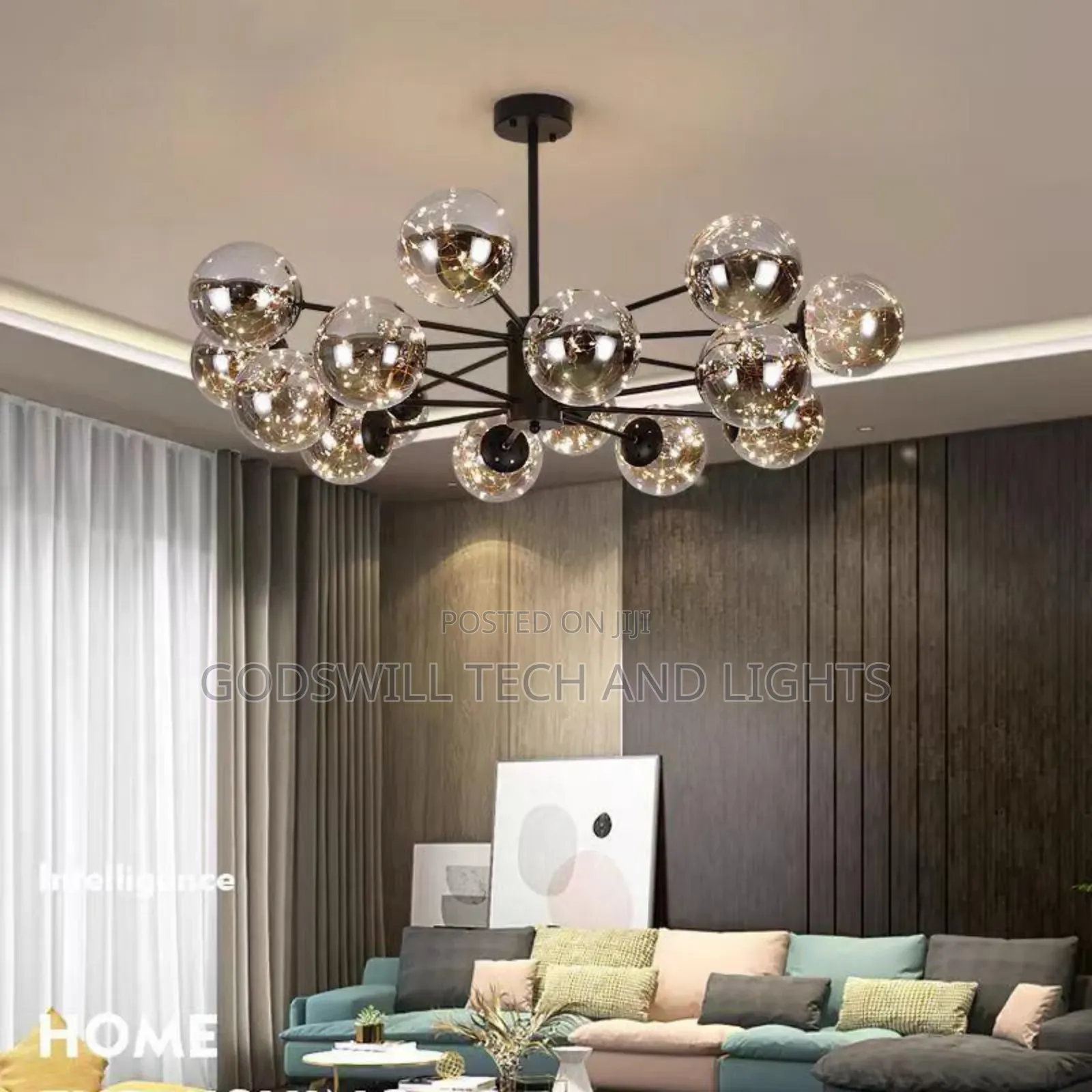 12 Hand Led Smokey Glass Light