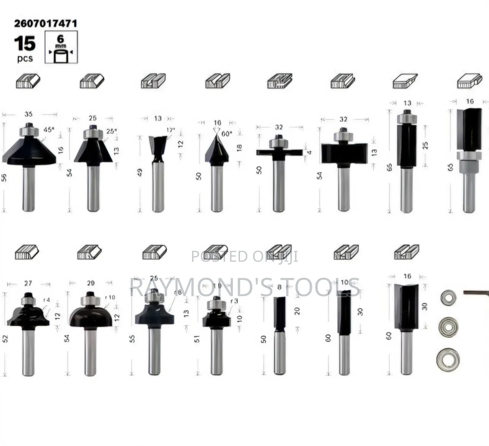 Set of Wood Router Bit 15pcs Bosch