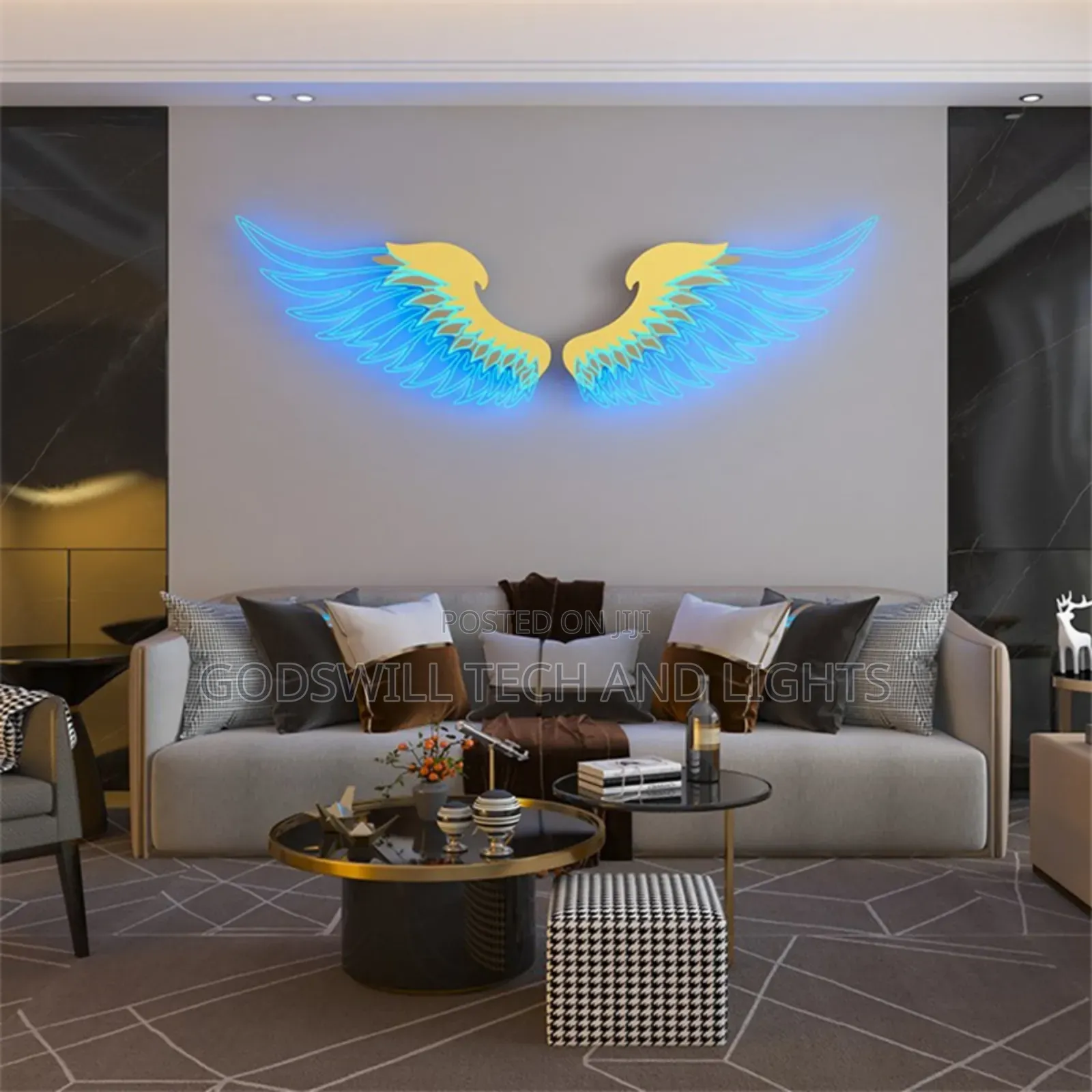 Led Angel Wings Metal Wall Art Decor.