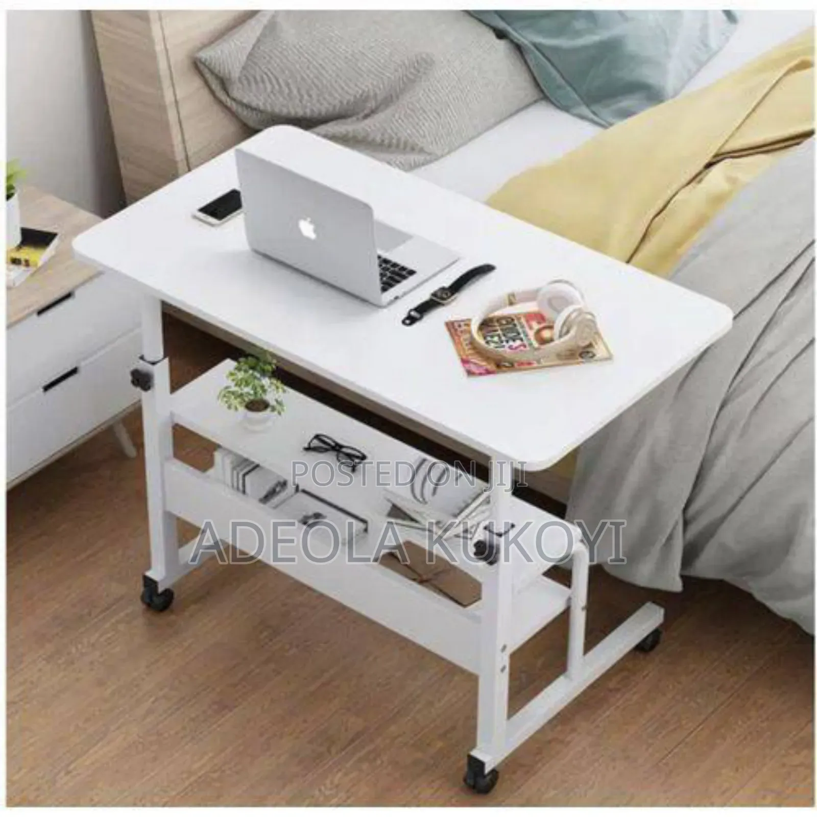 Double Layer Laptop Table (White White)