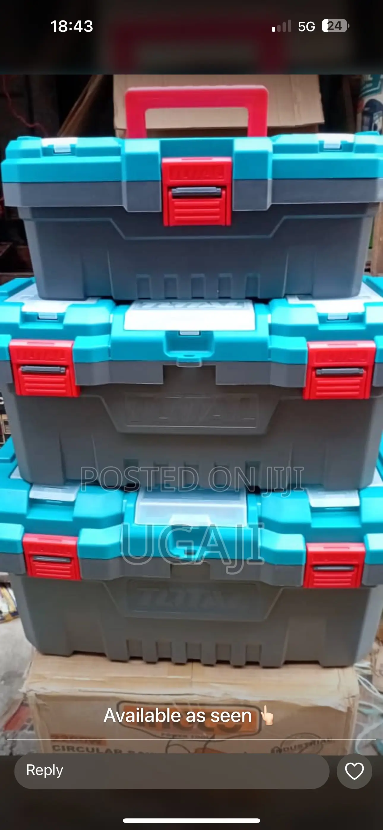 3pcs Plastic Tools Boxes Set 14”,17” and 20”