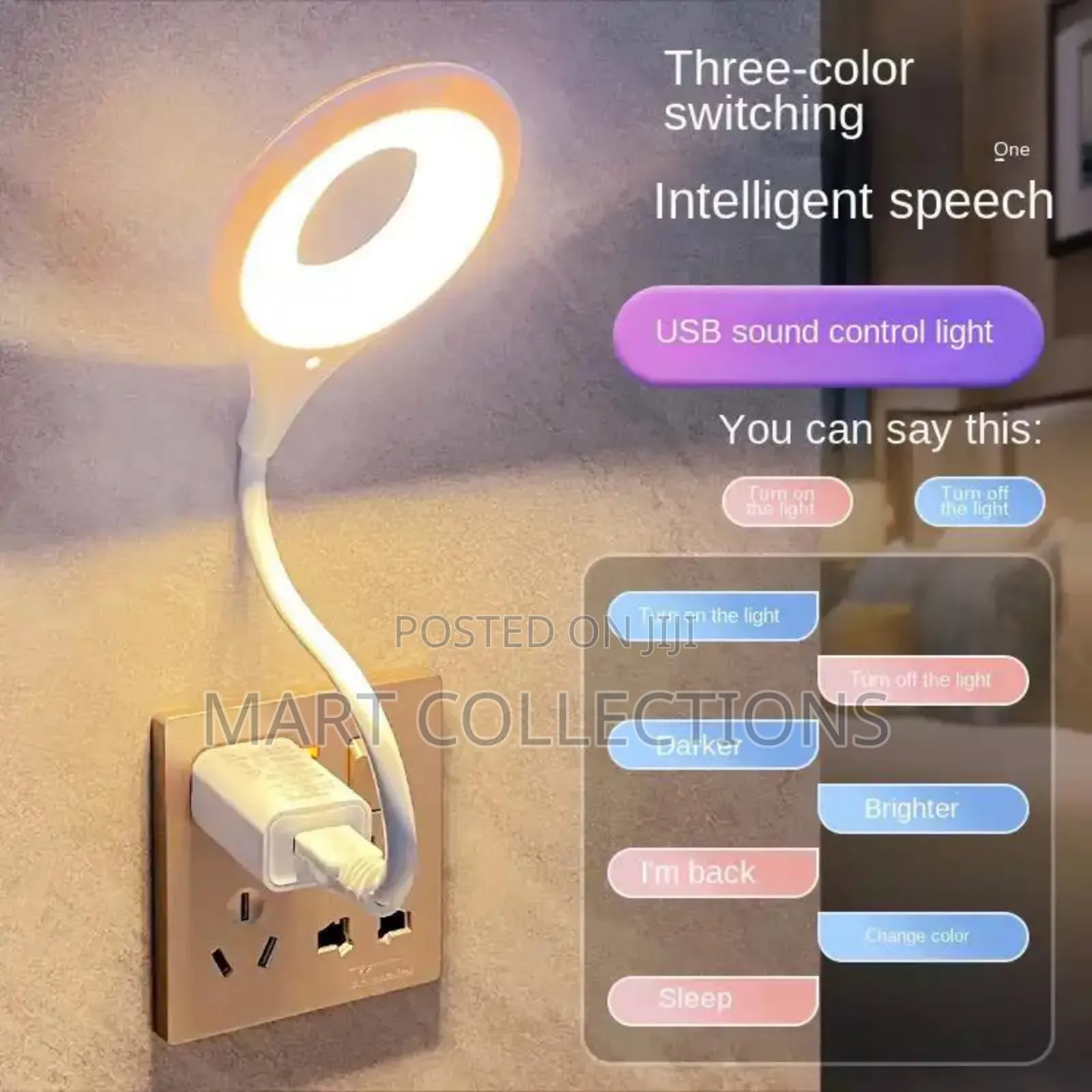 Portable Voice Control Led Light – Usb Cartoon Cat Colour Lamp