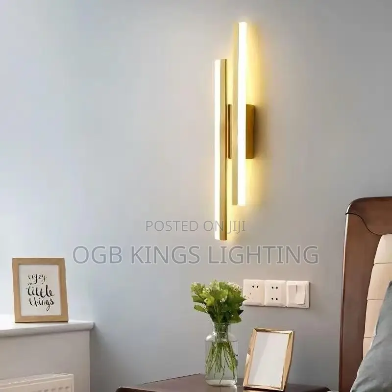 Led Bedroom Wall Lamp Wall Sconces Copper Line Pipe Acrylic Lampshade