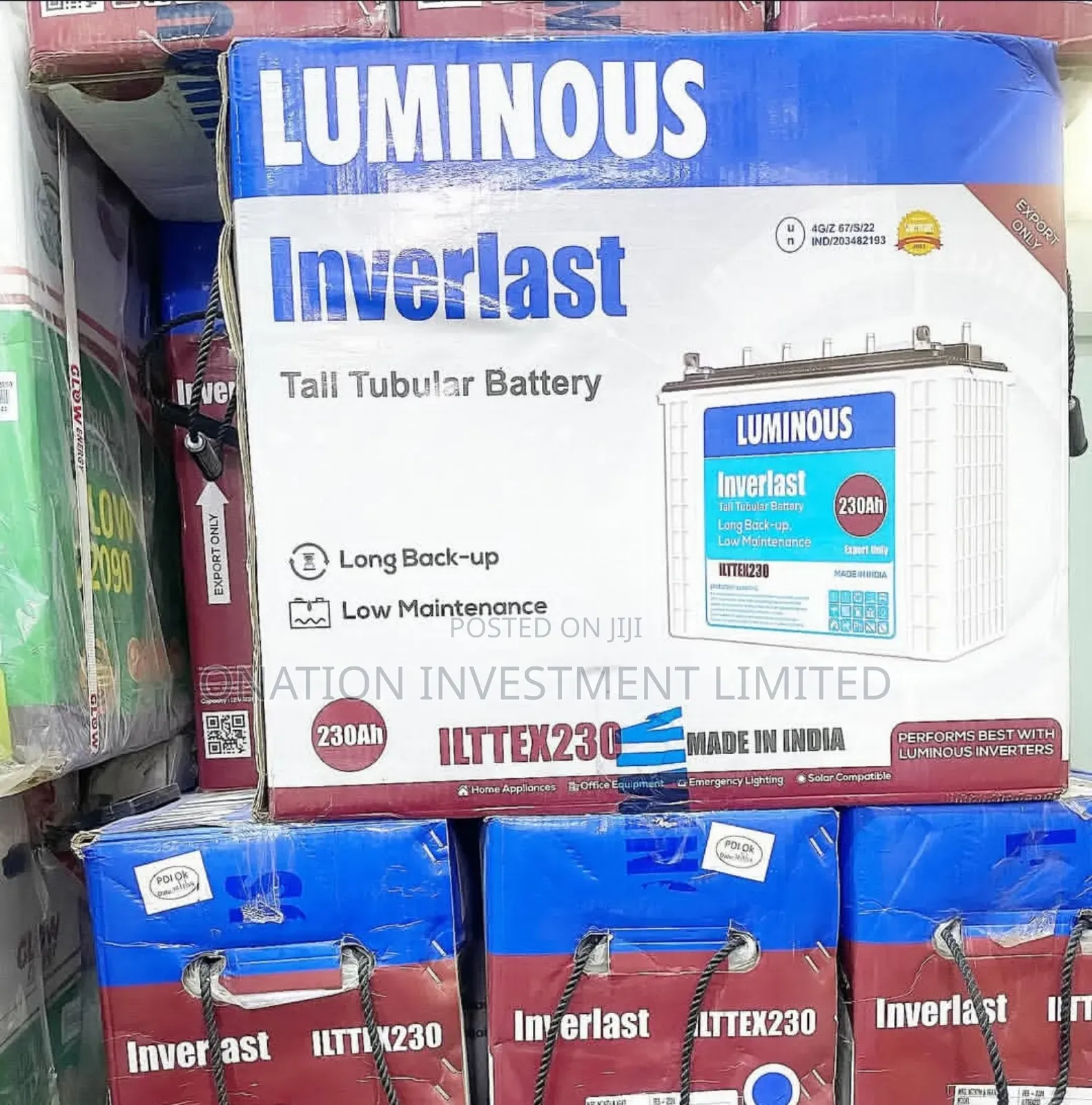 230ah 12v Luminous Inverlast Tubular Battery