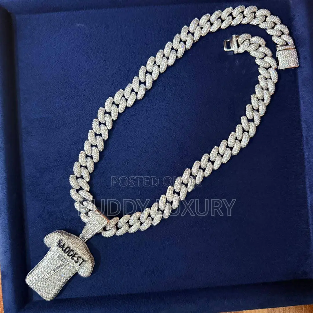 Premium Gold Diamond Cuban Link Necklace With Dollar-Bill Pendant
