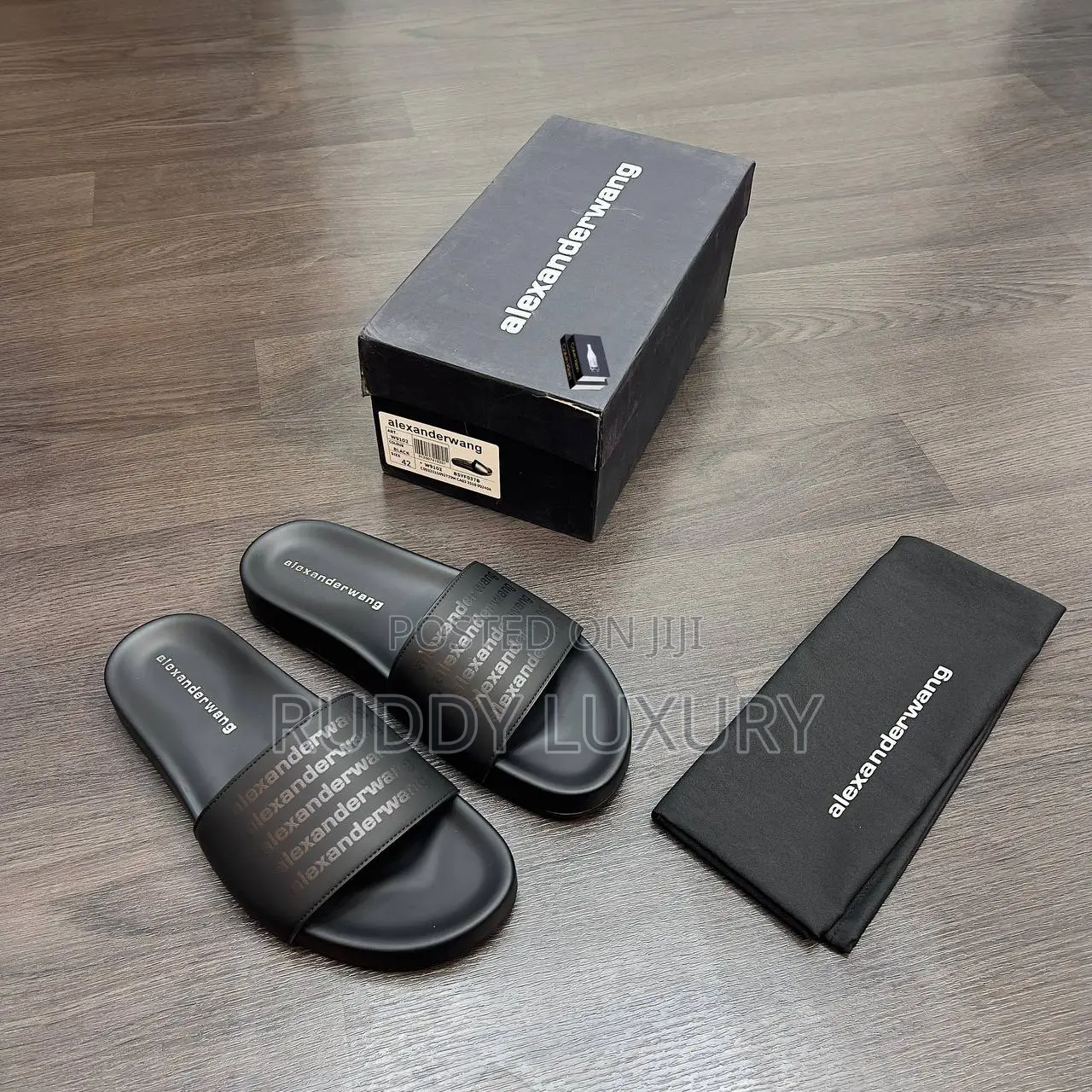 Alexander Wang Luxury Black Leather Slides for Men – Premium Quality