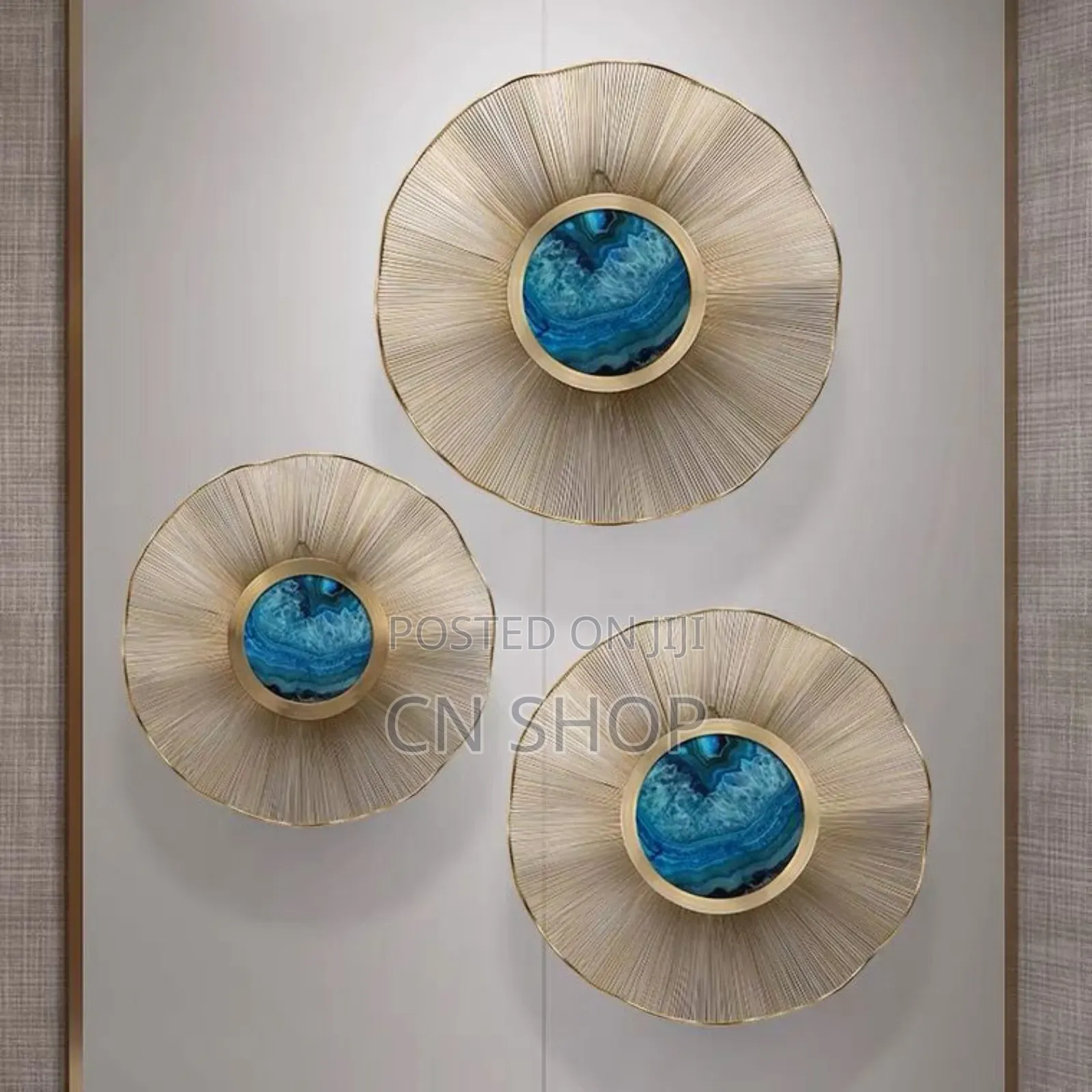 Blue Agate Bloom Wall Art Set