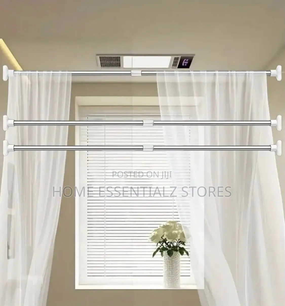 Non-Drill Tension Adjustable Shower Curtain Rods - Shower Curtain Pole