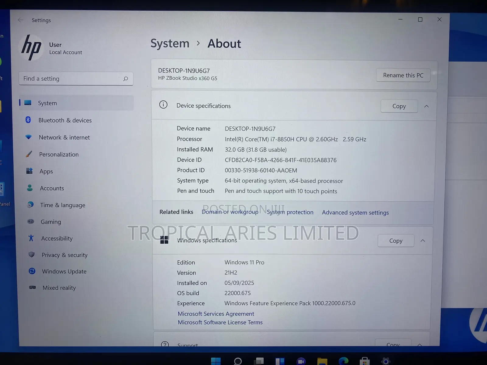 Laptop HP ZBook Studio G5 32GB Intel Core i7 SSD 1T