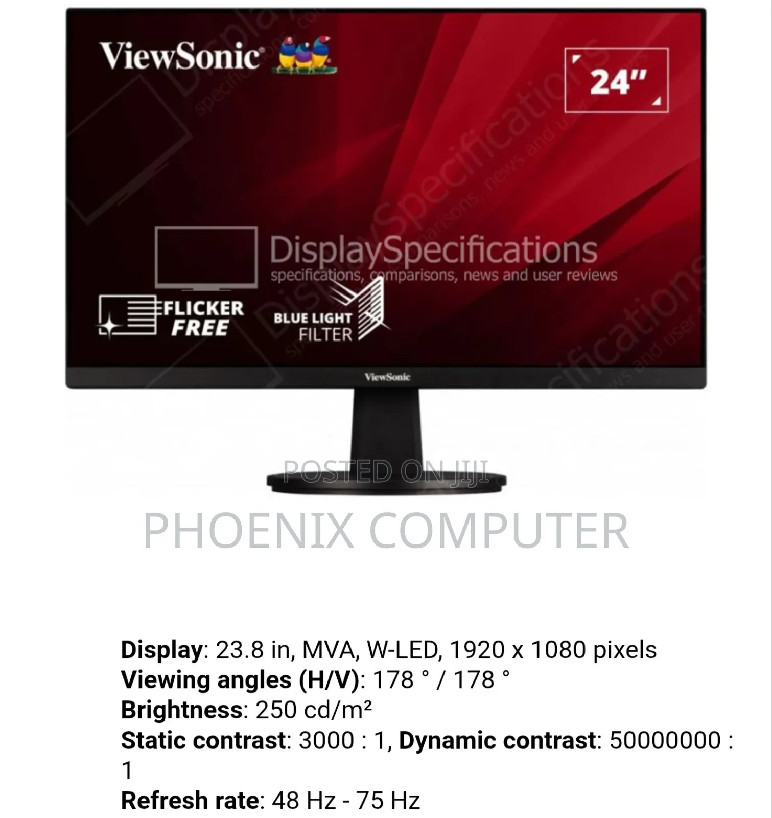 24 Inch Full Hd 1080p Monitor Freesync, 100hz, Ultra-Thin Bezel