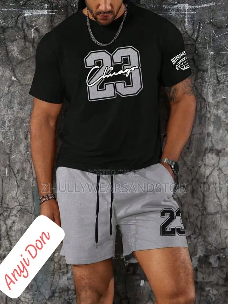 High Quality Men Up and Down Shorts Round Neck