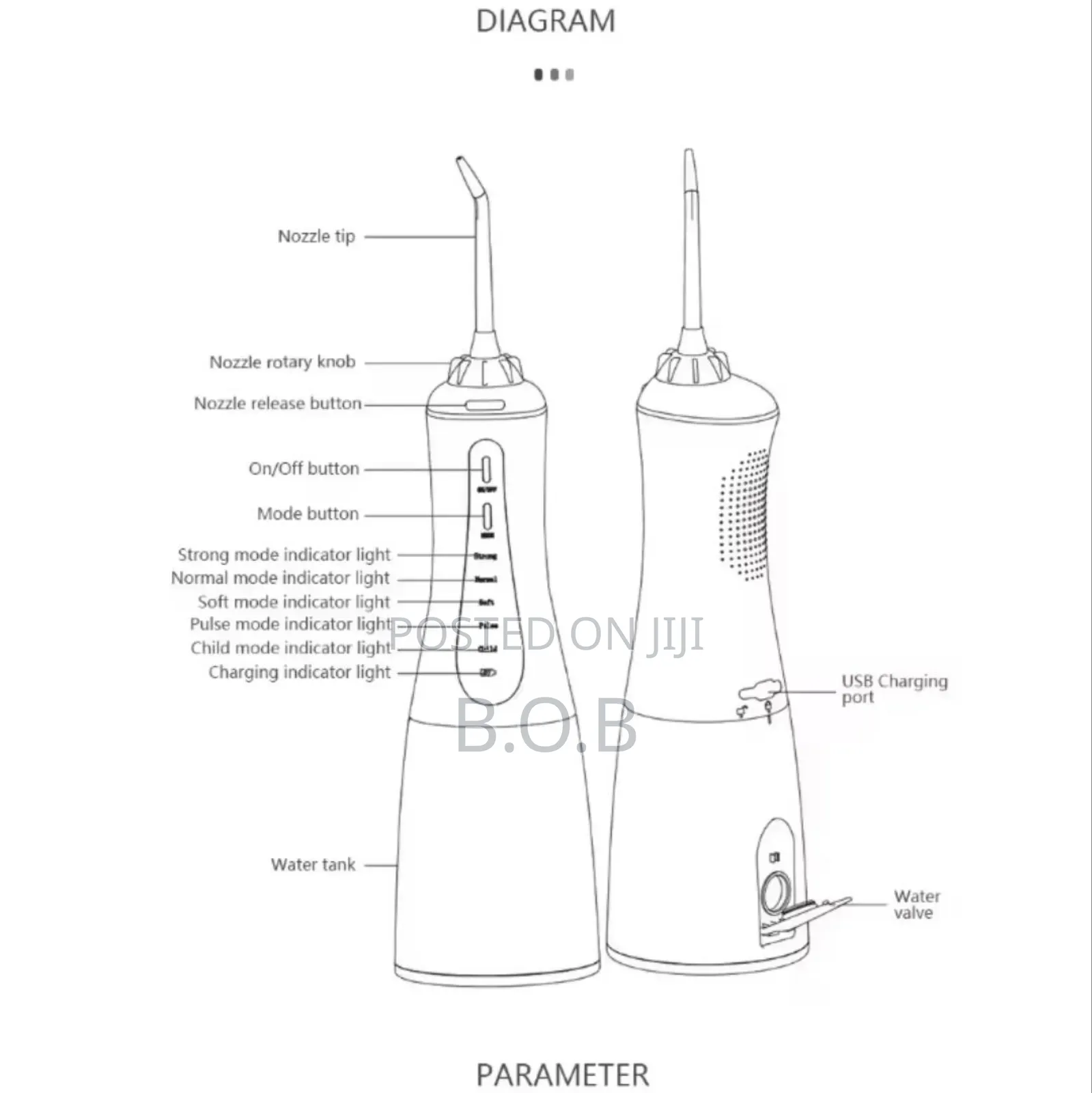 350ml Tank, Portable Water Flosser/Oral Irigator (Rechargeable Dental)