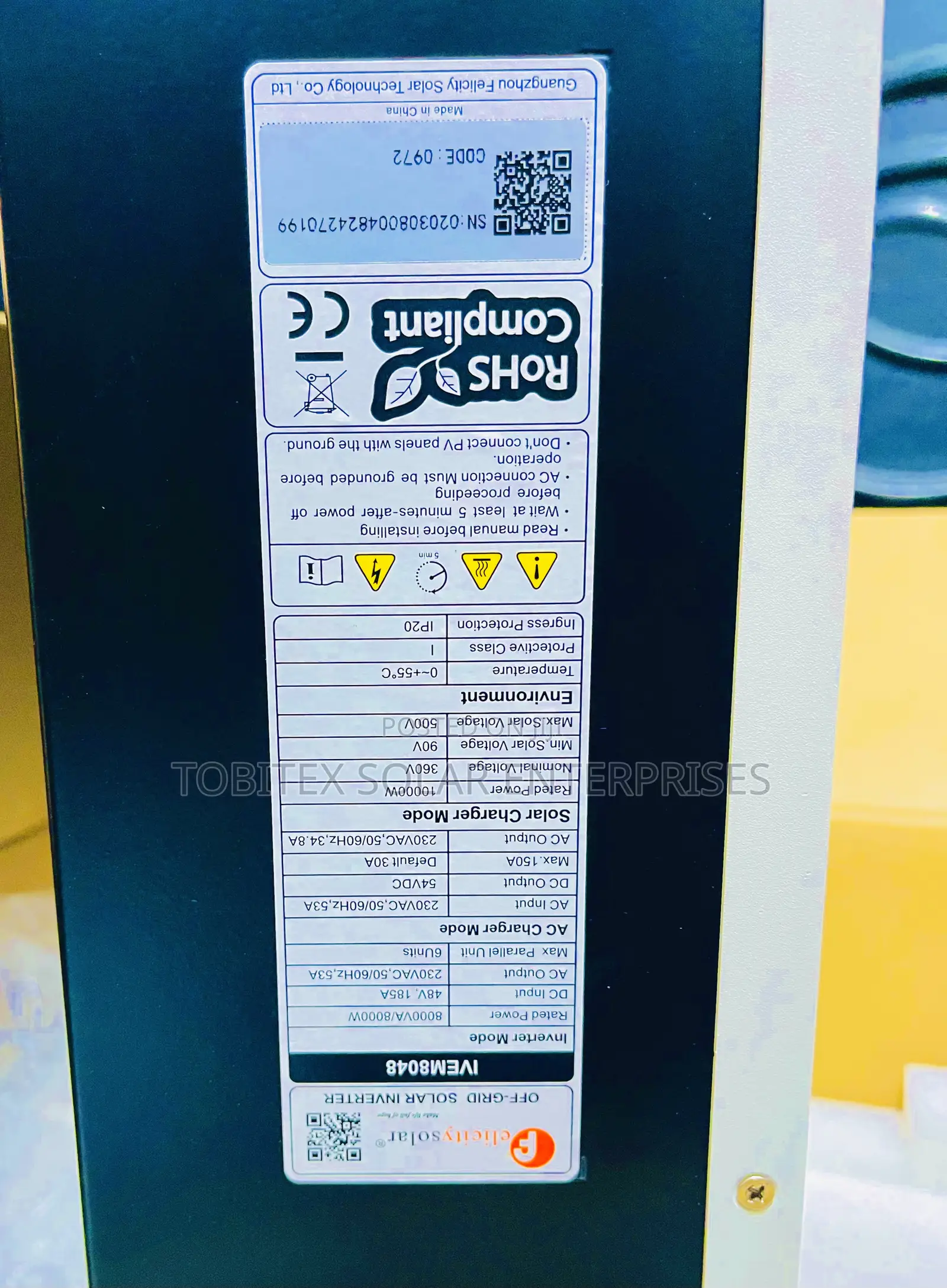 8kva Felicity Hybrid Solar Inverter Quality