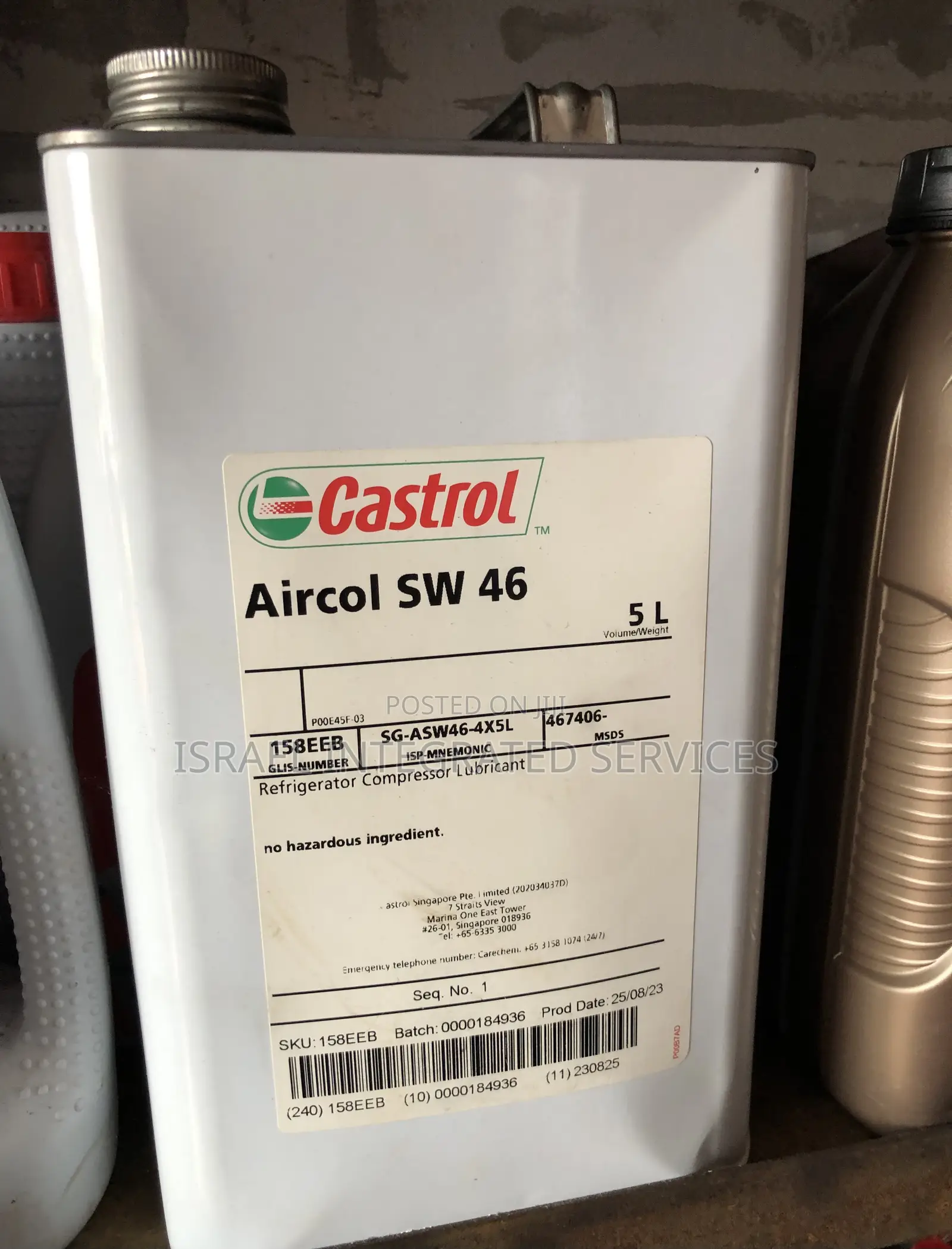Castrol Aircol Sw 46 Refrigerator Compressor Lubricant 5 Liters