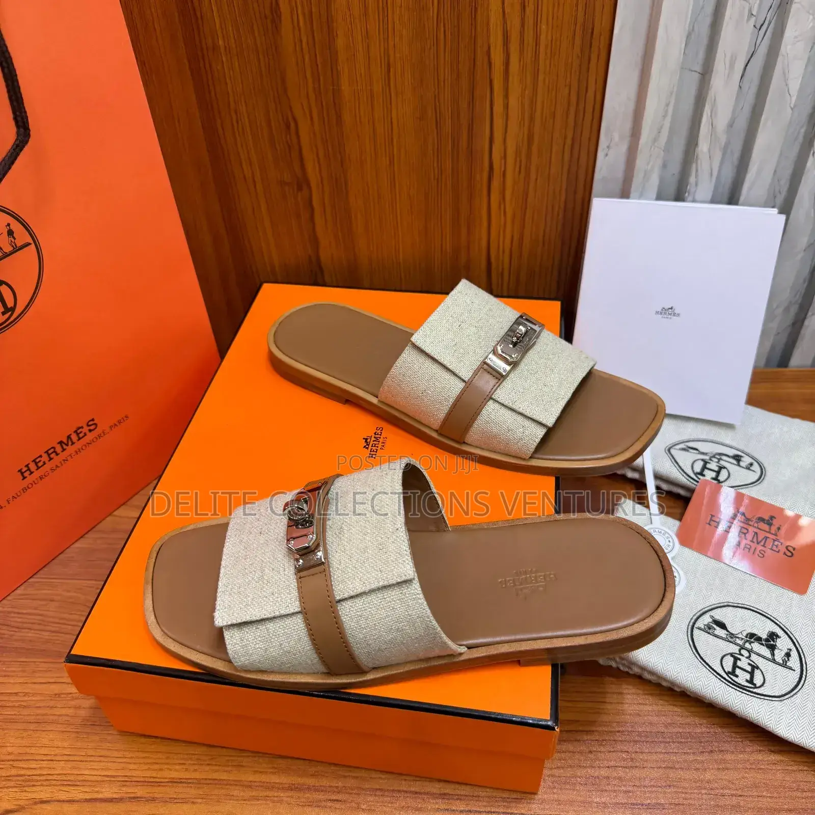 Original Hermes Gabriel Sandal. 
Color: Beige / Naturel Clair