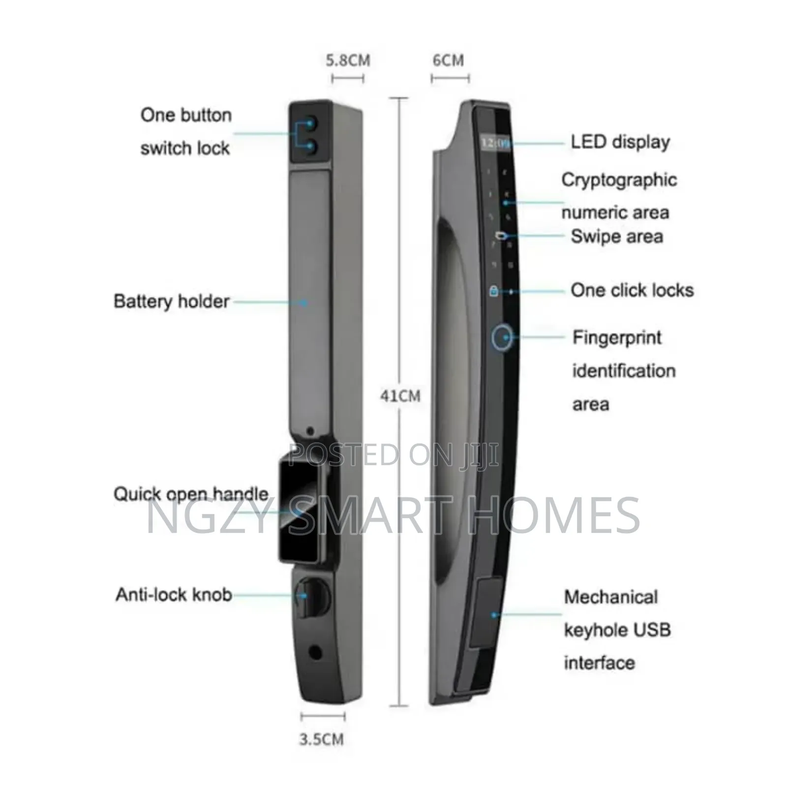 Slim Frame Aluminium Handle Lock