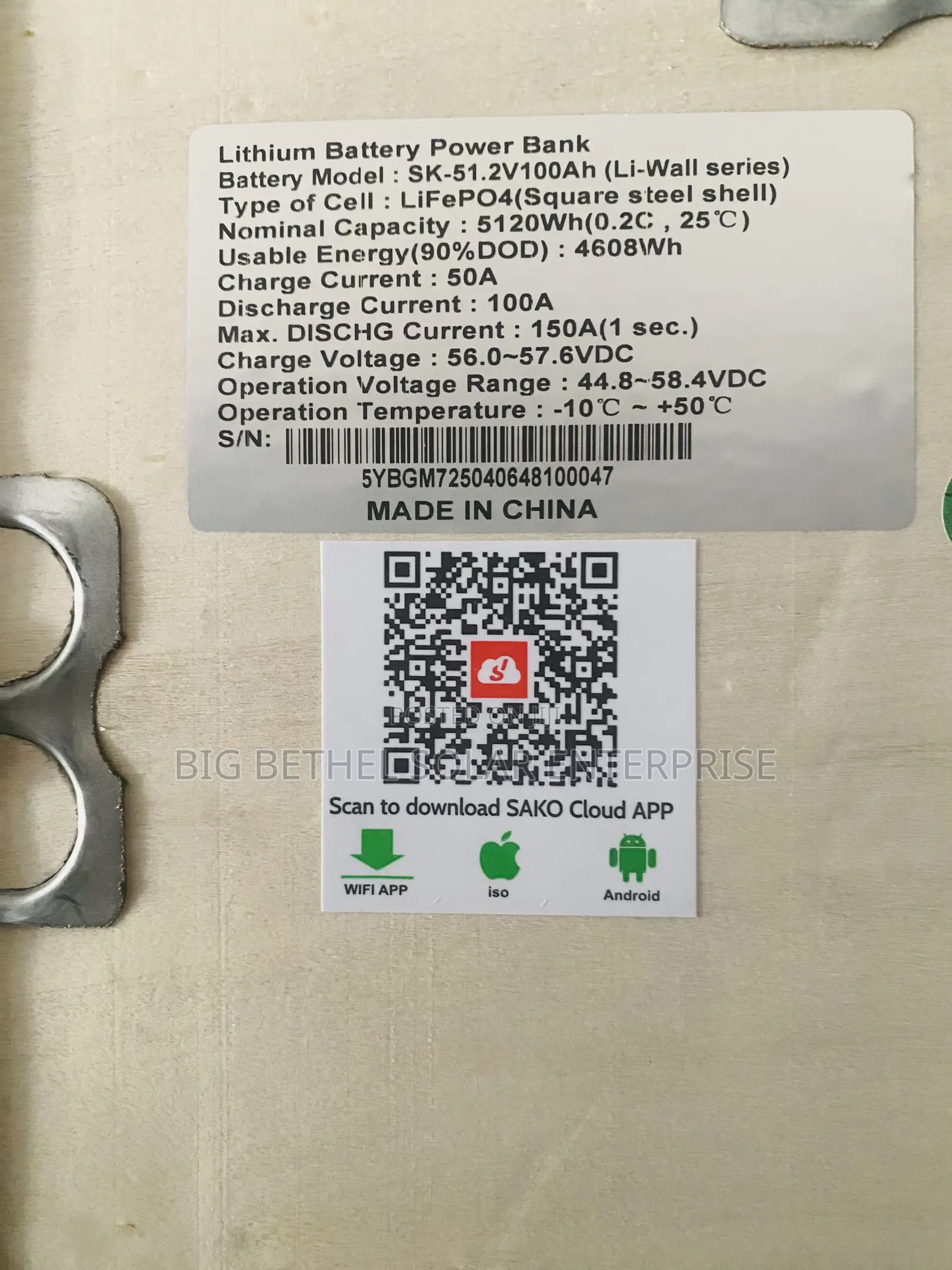 Sako 10kwh 51.2v 200ah Solar Lithium Iron Battery