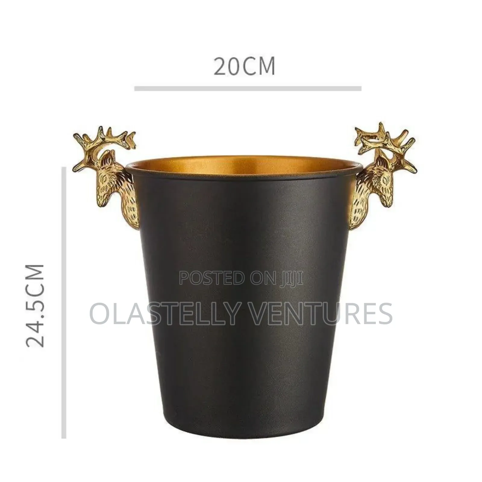 Quality Stainless Steel Black Wine/Champagne Bucket. H