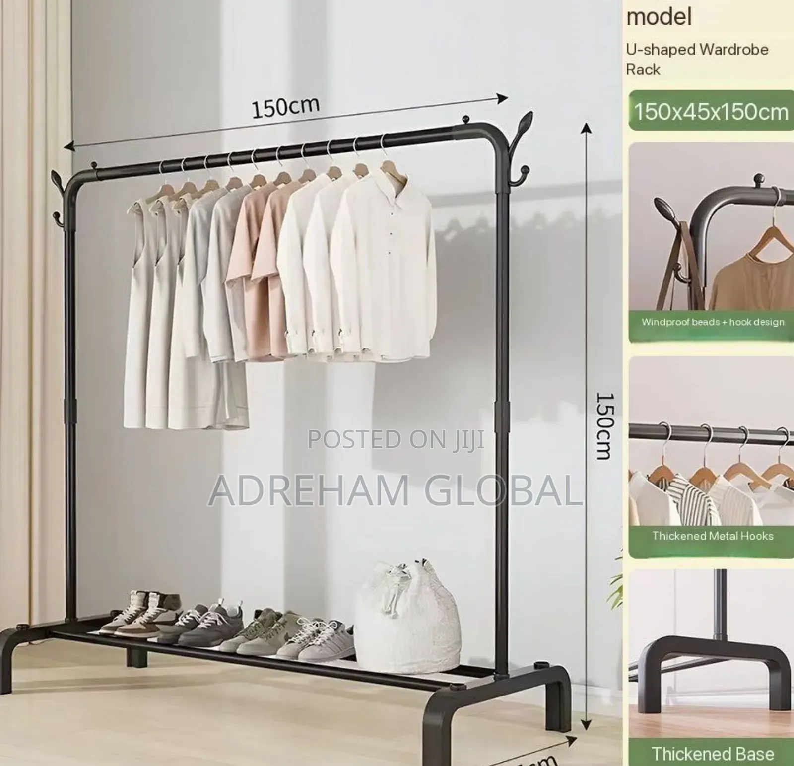 35kg Strong Single Pole Cloth/Shoe Rack With Tyre
