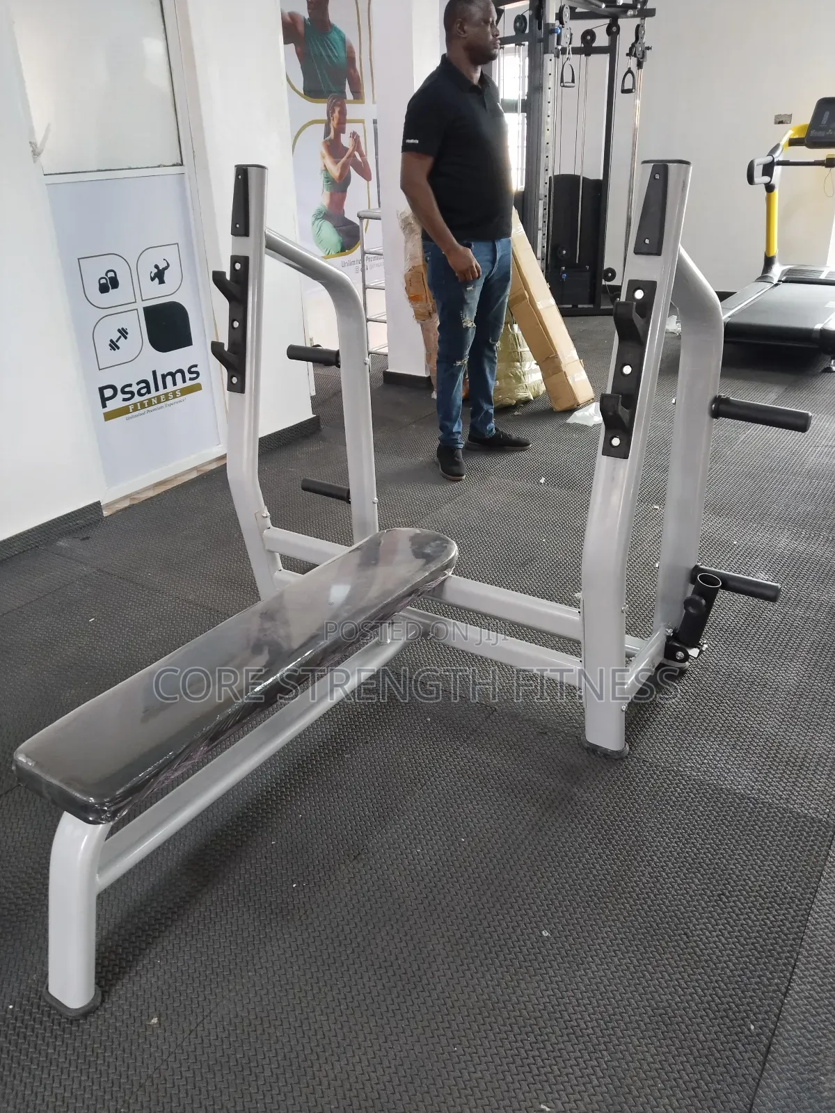 Commercial Weight Lifting Bench With Barbell Storage and T-Bar Row