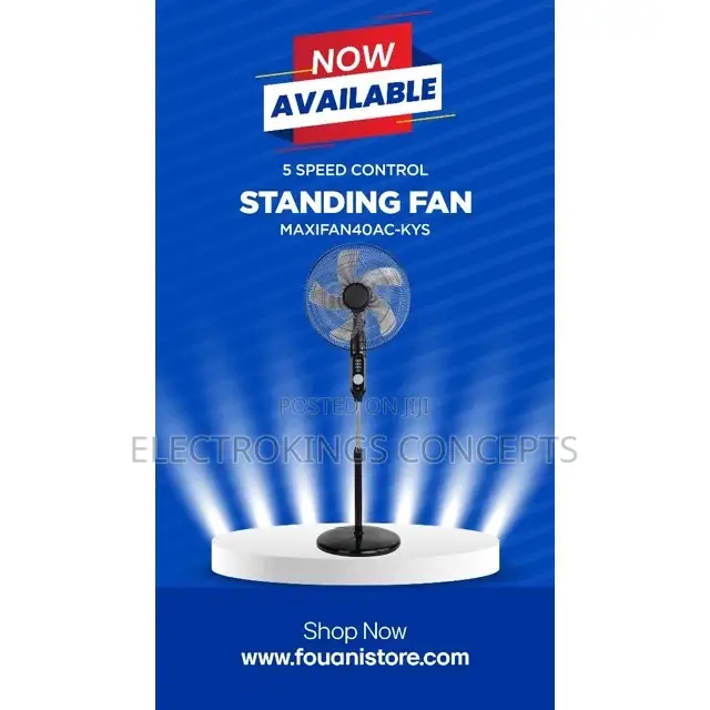 Maxi 16inch Standing Rechargeable Fan Black | 40ac-Kys