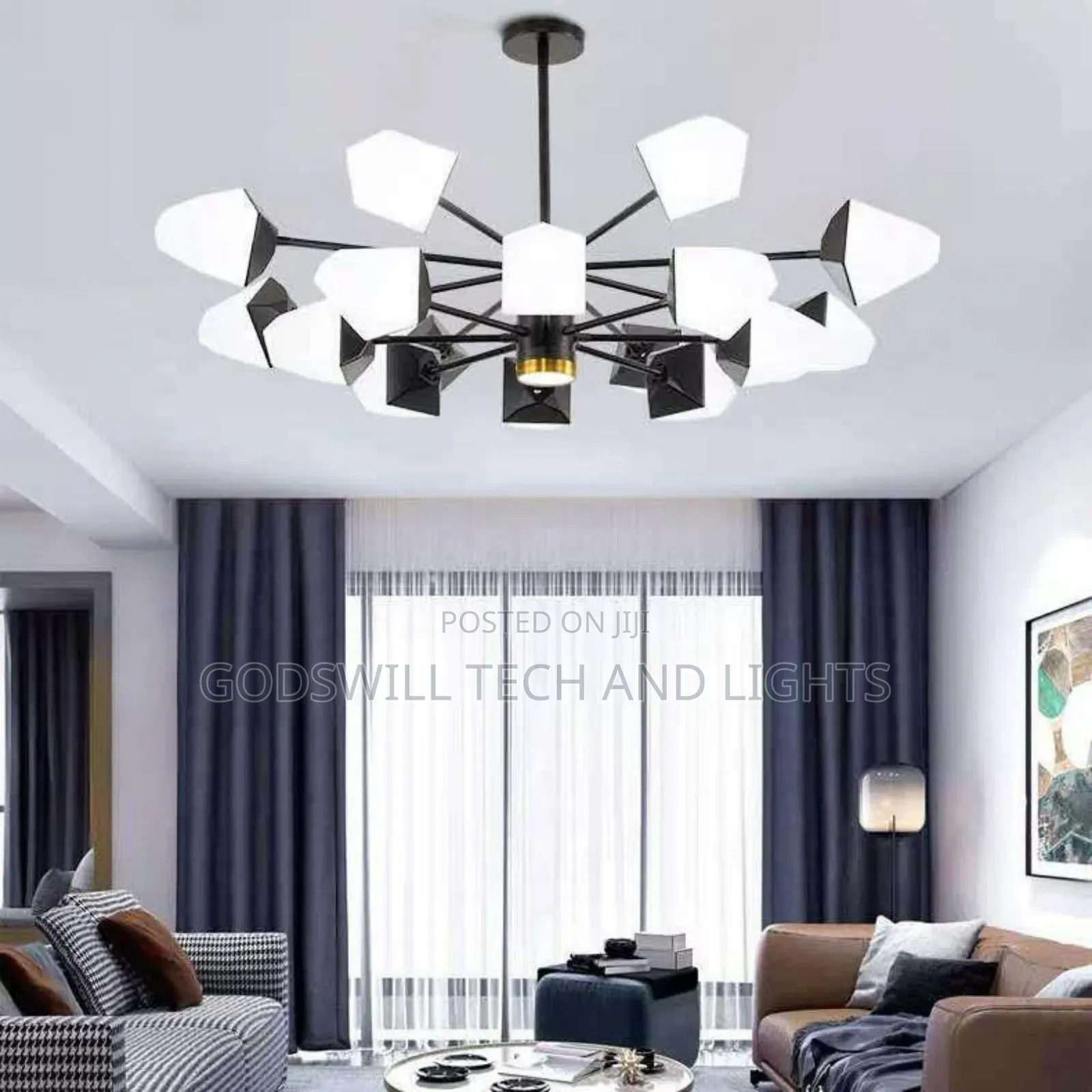 Nordic-Style Geometric Chandelier.