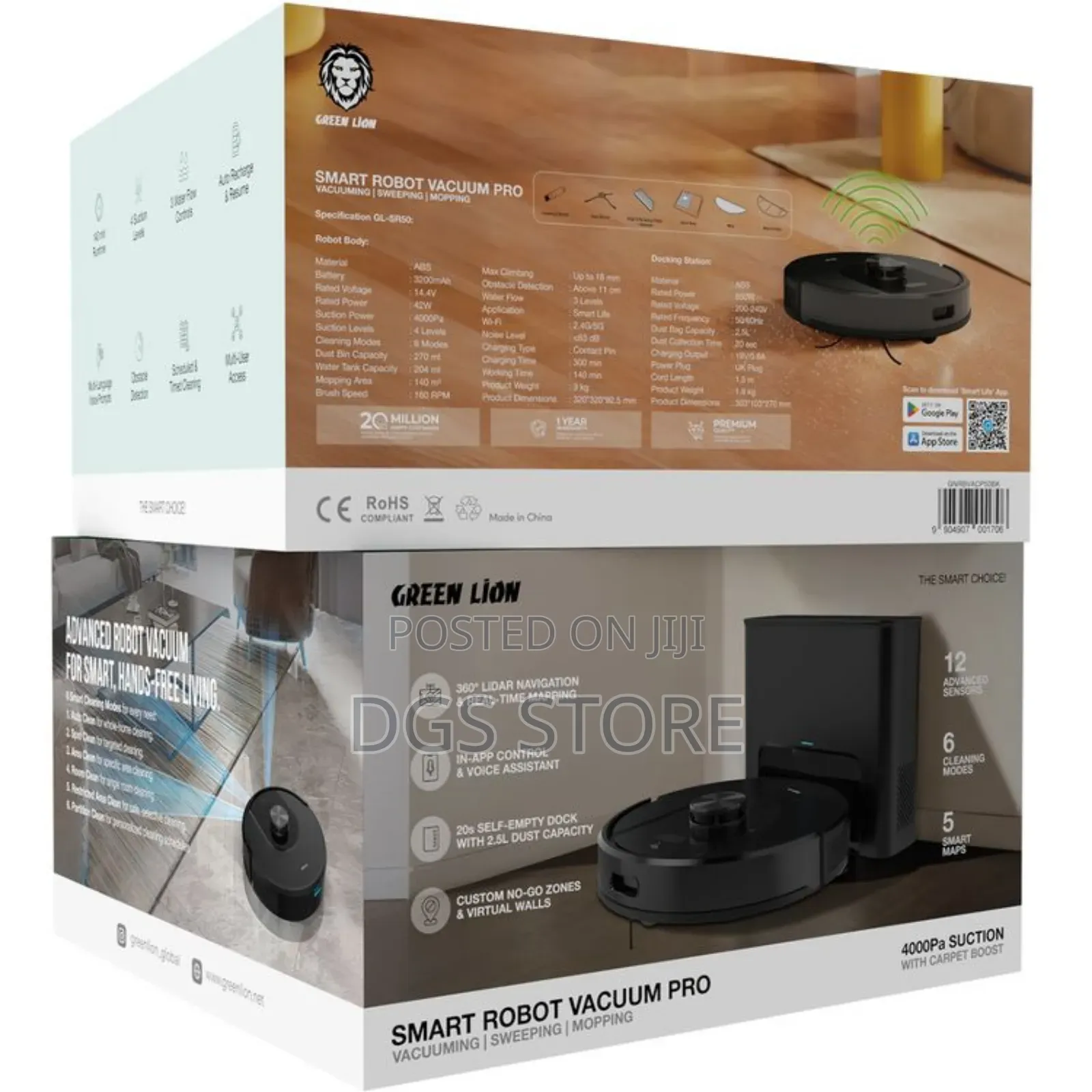 Green Lion Smart Robot Vacuum Pro With 4000pa Suction