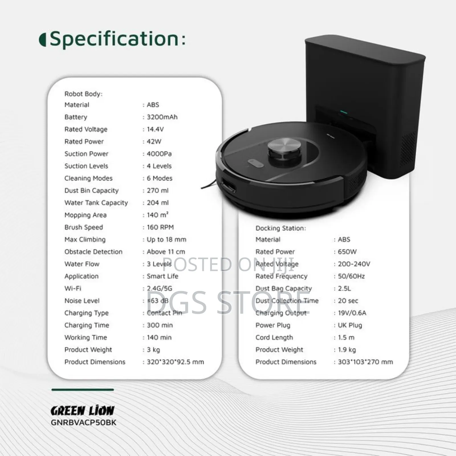 Green Lion Smart Robot Vacuum Pro With 4000pa Suction