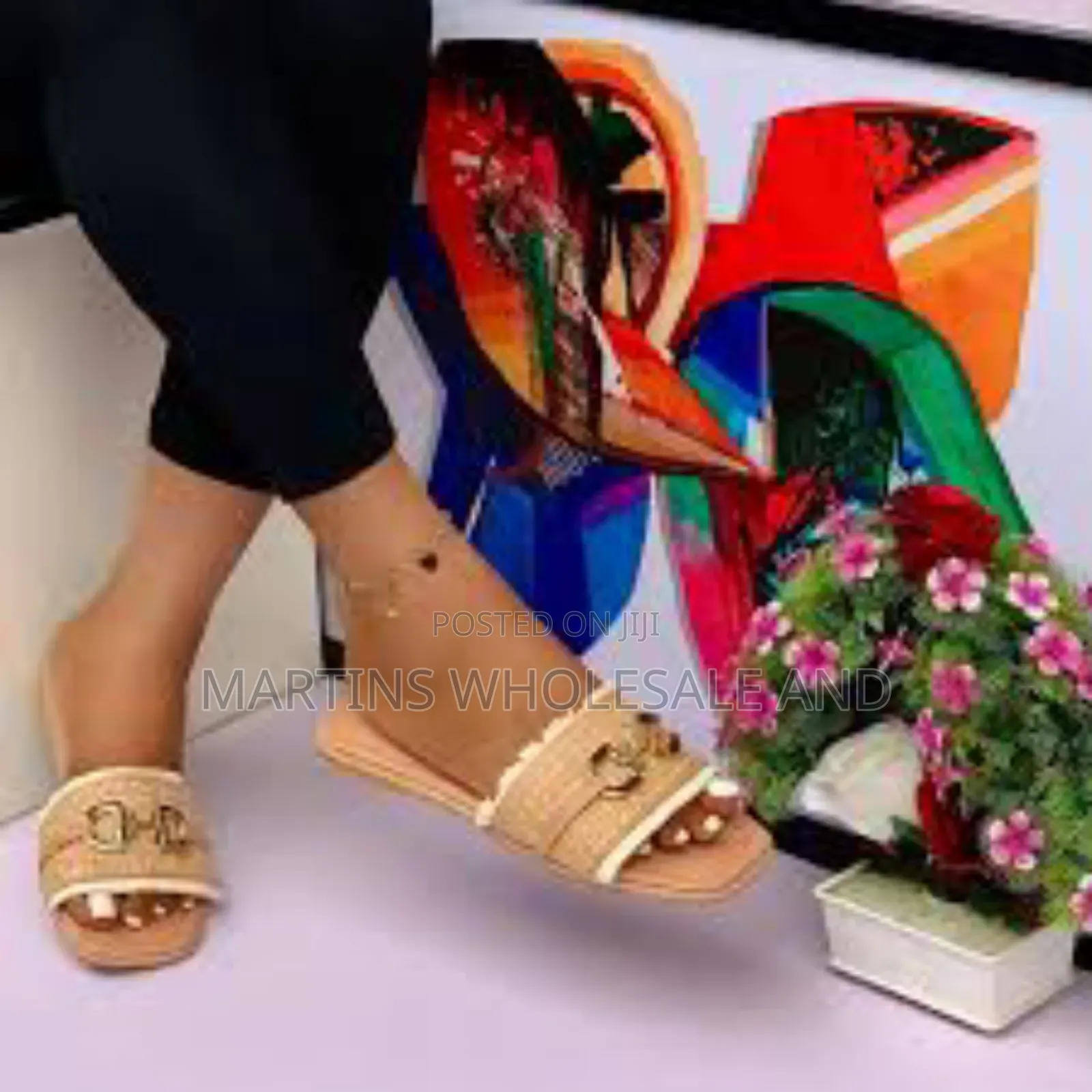 Ladies Simple Rose Slippers