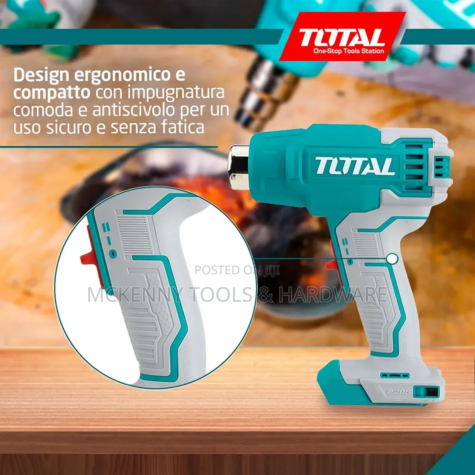 Total 20v Cordless Heat Gun With 4.0ah Battery, Charger