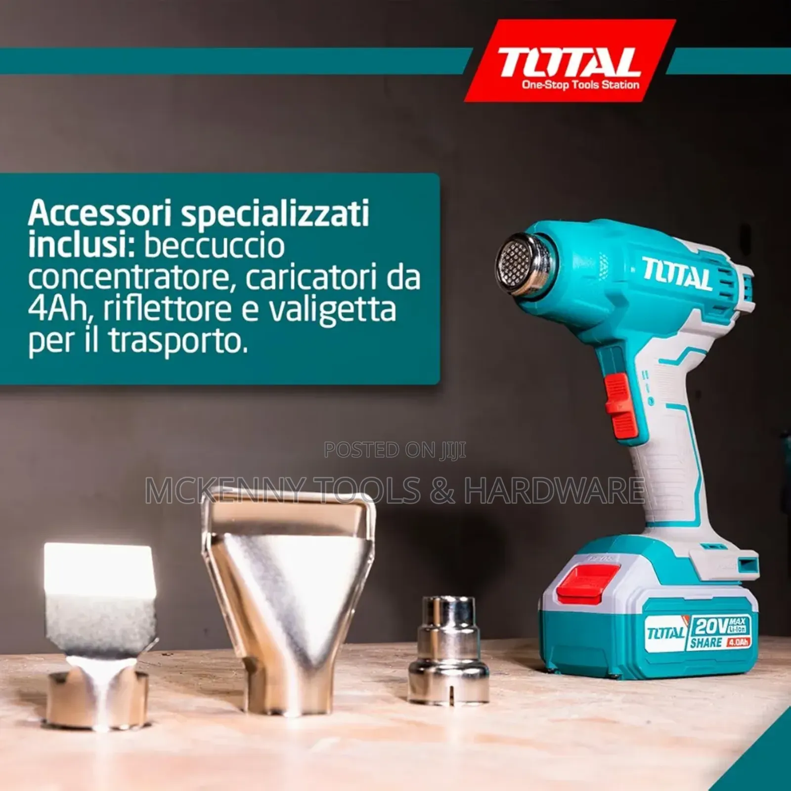 Total 20v Cordless Heat Gun With 4.0ah Battery, Charger