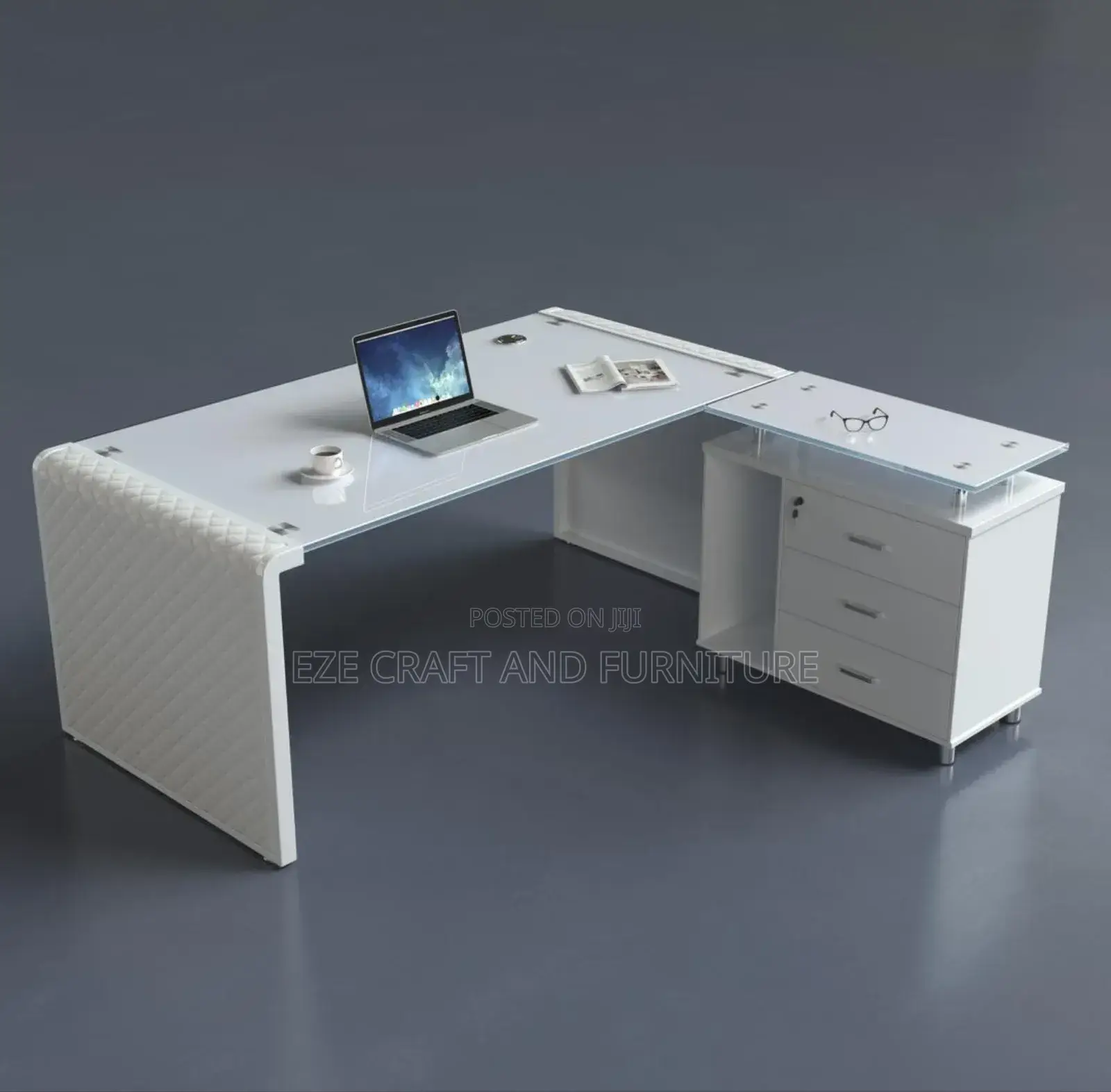 1.6meters Executive White Glass Office
