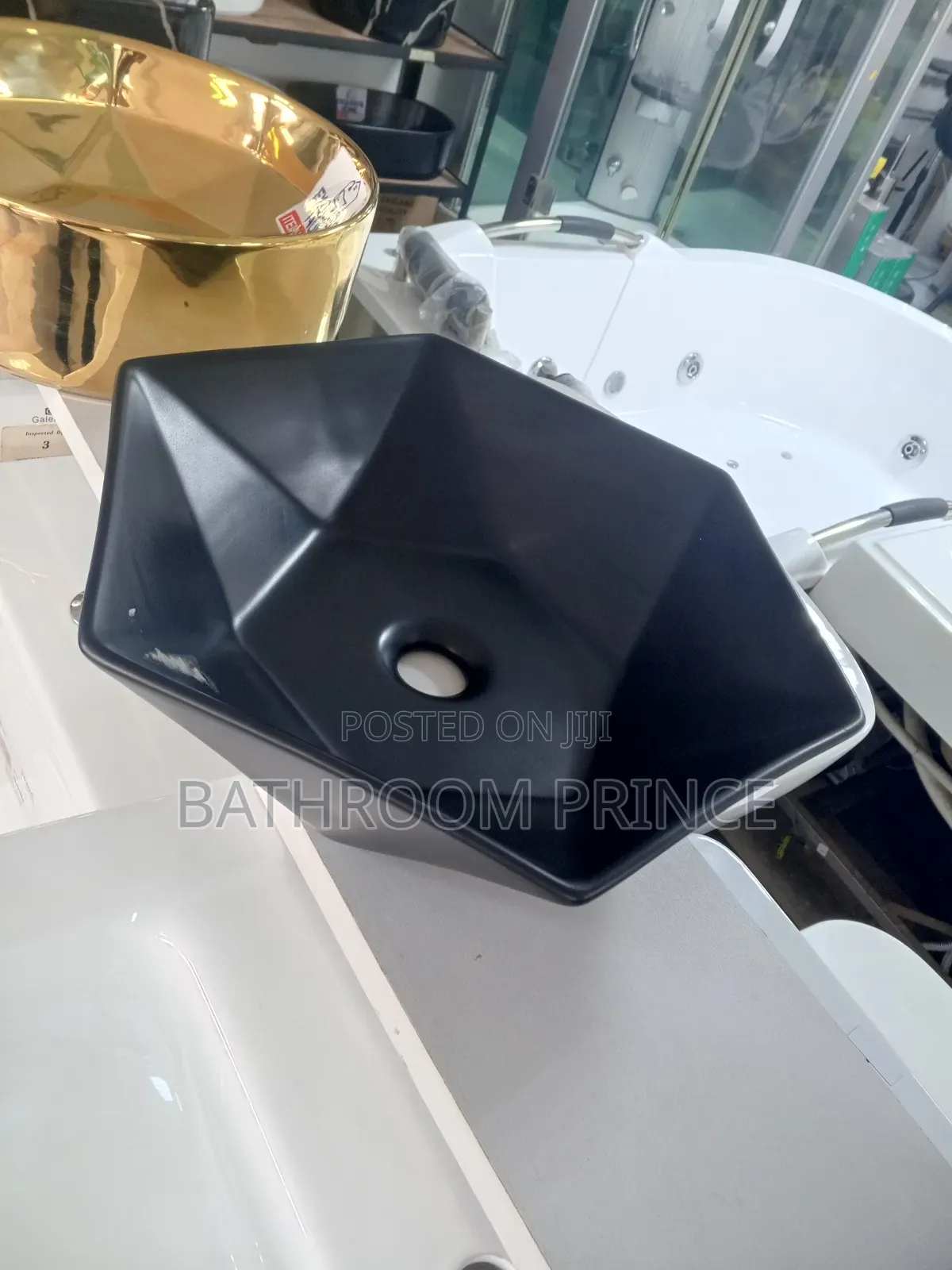 Black Hexagon Countertop Basin