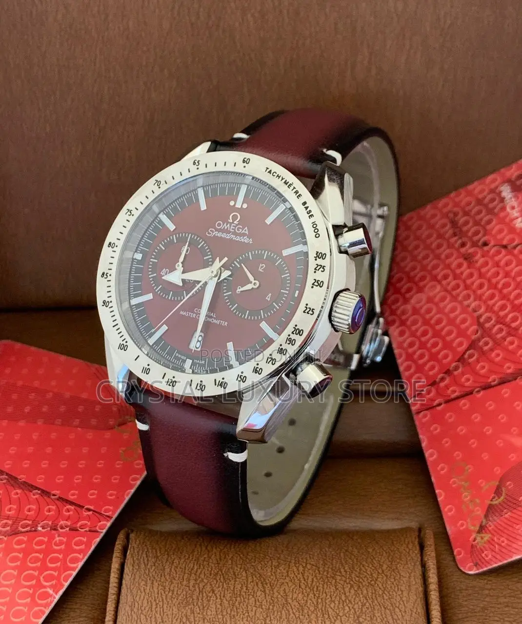 Omega Quality Luxury Men Genuine Leather Wristwatch